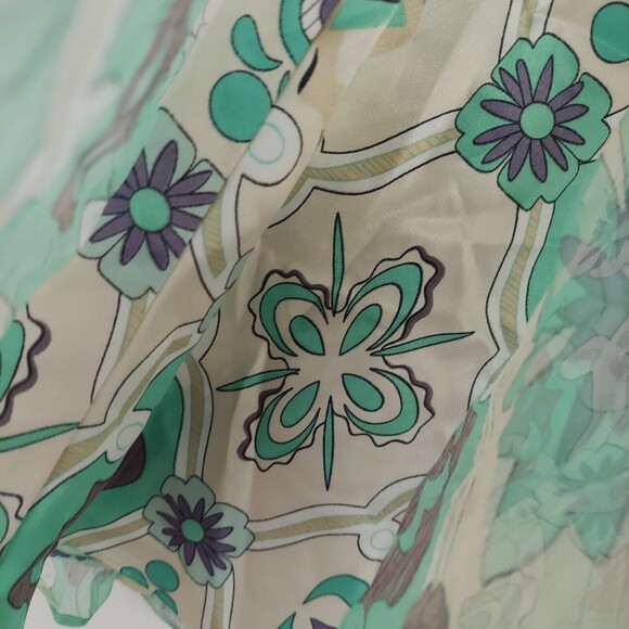 ECI Green Silk Tank Top Size 10 Sleeveless Blouse Flowy V-Neck - Picture 8 of 12